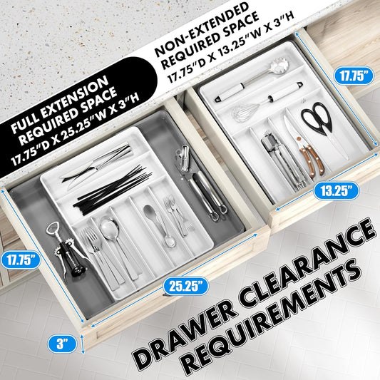 Simple Houseware Expandable Kitchen Drawer Flatware Organizer, Gray/White