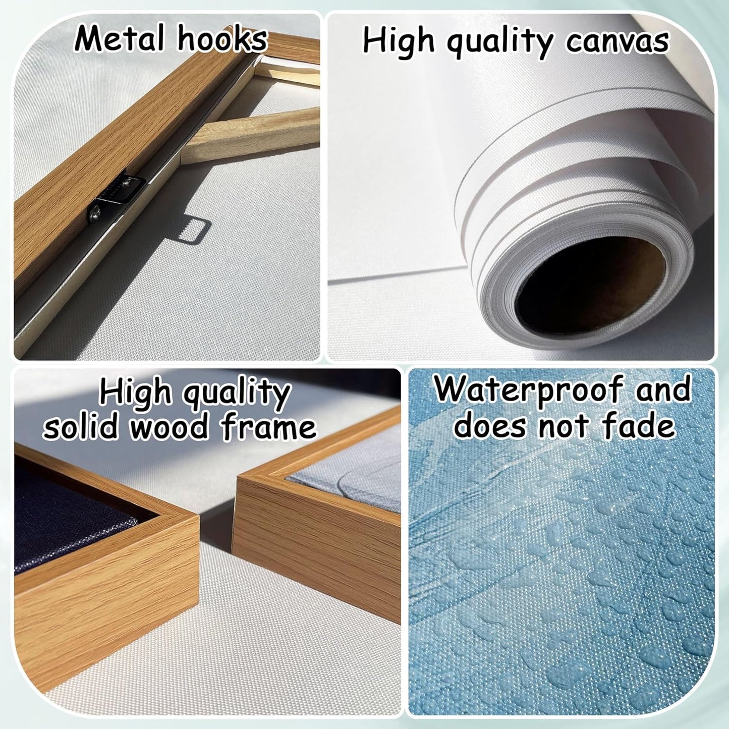 Dandelion Wall Art Blue Canvas Print Picture Framed Wall Art for Living Room Large White Flower Flora Home Decoration Modern(With Soild wood dark framed) Bedroom Artwork Wall Decor