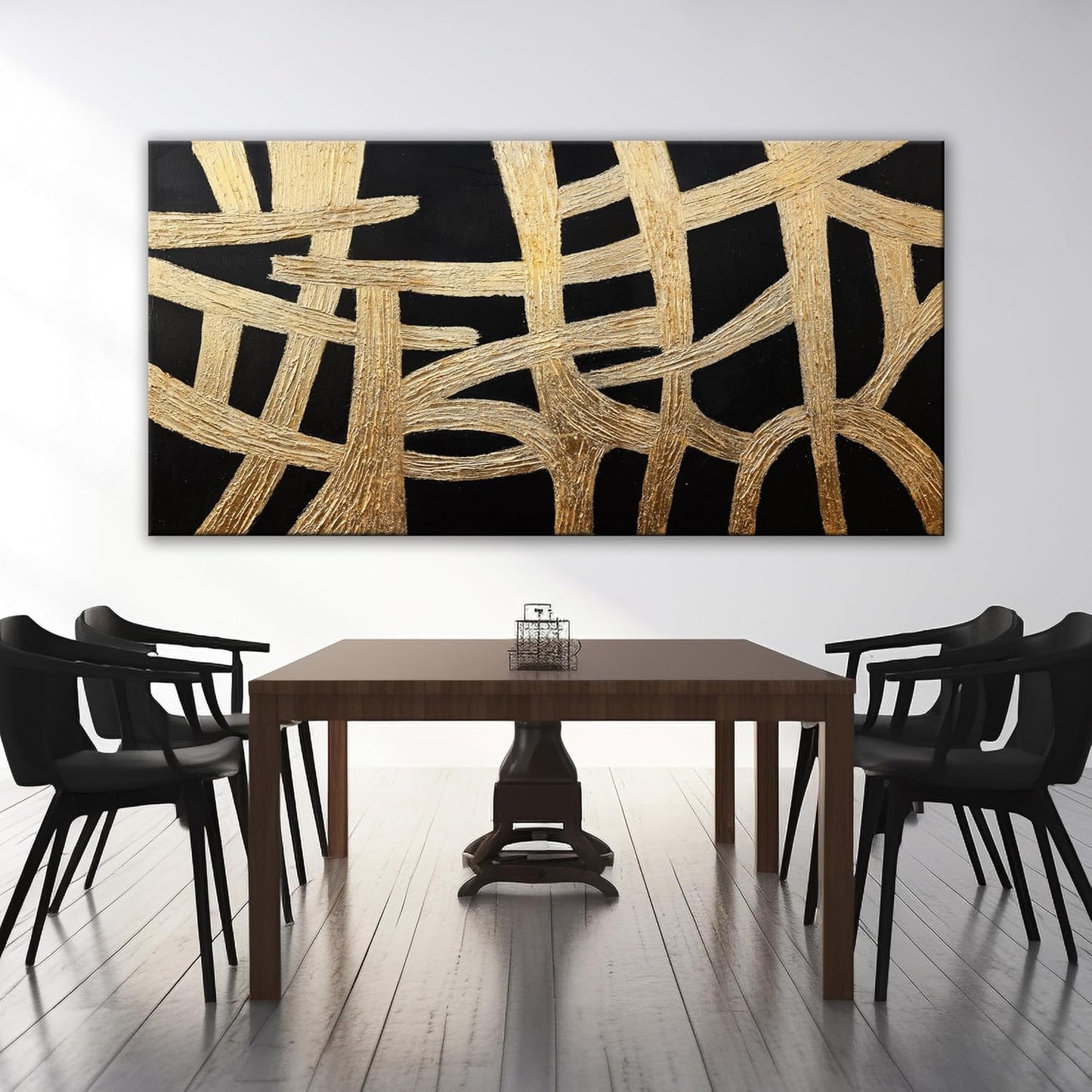 Abstract Wall Art Paintings Wall Decor Large Canvas Wall Art Decor Black And Gold Lines Texture Wall Art Decor Artwork Modern Minimalist Wall Art For Living Room Bedroom Office Wall Decor 29"X58"