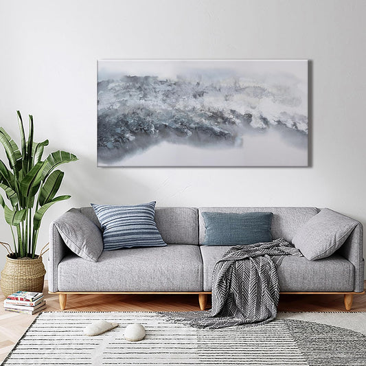 White Abstract Wall Art Decor Grunge Room Decor Art Grey Canvas Wall Decoration 20" x 40"Painting Artwork for Bedroom Home Office Dining Room Decoration