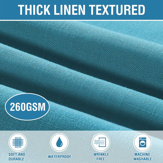 H.VERSAILTEX Linen Textured Table Cloths 60 x 84 Inch Premium Solid Tablecloth Spill-Proof Waterproof Table Cover for Dining Buffet Feature Extra Soft and Thick Fabric Wrinkle Free, Teal