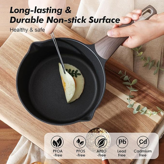 SENSARTE Nonstick Sauce Pan with Lid, 2.0 Quart Small Saucepan, Multipurpose Cooking Pot with Stay Cool Handle, Non toxic Kitchen Sauce Pot, Non stick Small Pot, Induction Comptable, PFOA Free