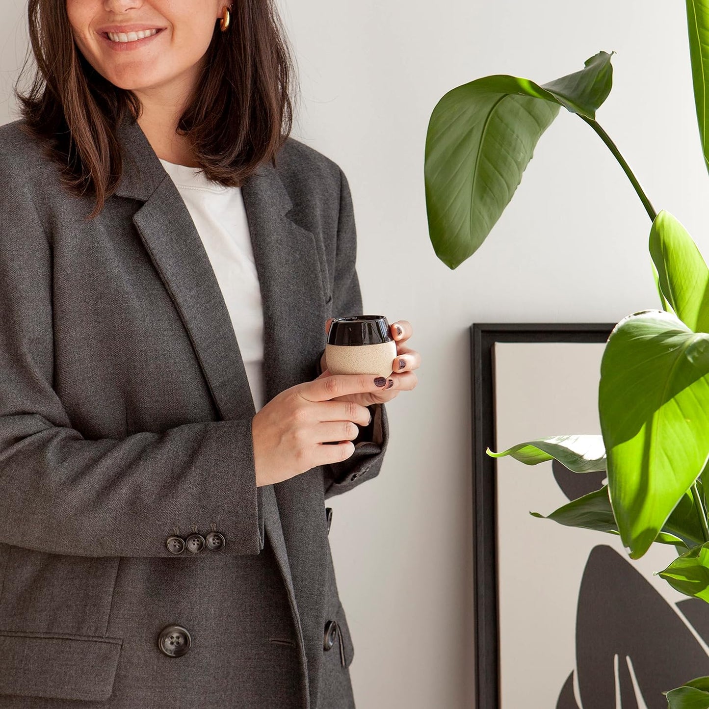 Ceramic Espresso Cups Set of 4, 4.5oz capacity - Small Modern Coffee Cups - Dishwasher Safe Cortado Macchiato Coffee Mugs for Nespresso Machine - Demitasse Cups - Espresso Accessories - Expresso Cup