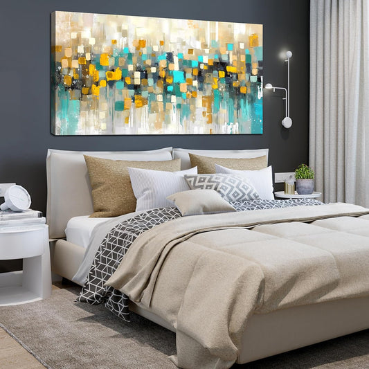 LAOTOART Abstract Wall-Decor Living Room - Yellow Art Work for Wall Decor - Extra Large Wall Art Ready to Hang Size 29" x 59"