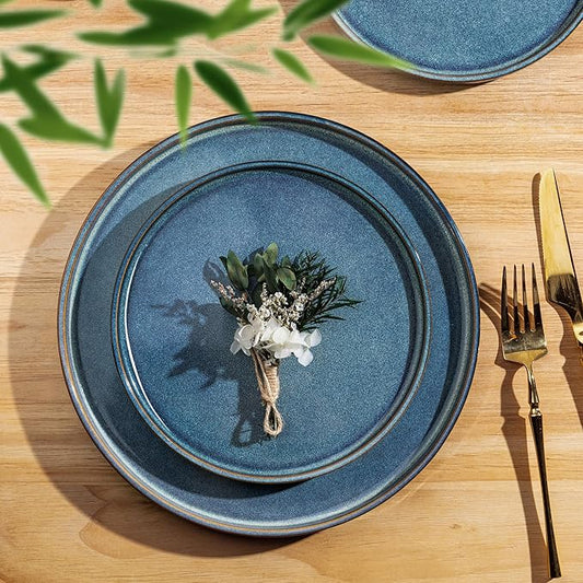 AmorArc Ceramic Dinnerware Sets, Handmade Reactive Glaze Stoneware Plates and Bowls Sets,Highly Chip and Crack Resistant | Dishwasher & Microwave Safe Dishes Set, Service for 4 (12pc)