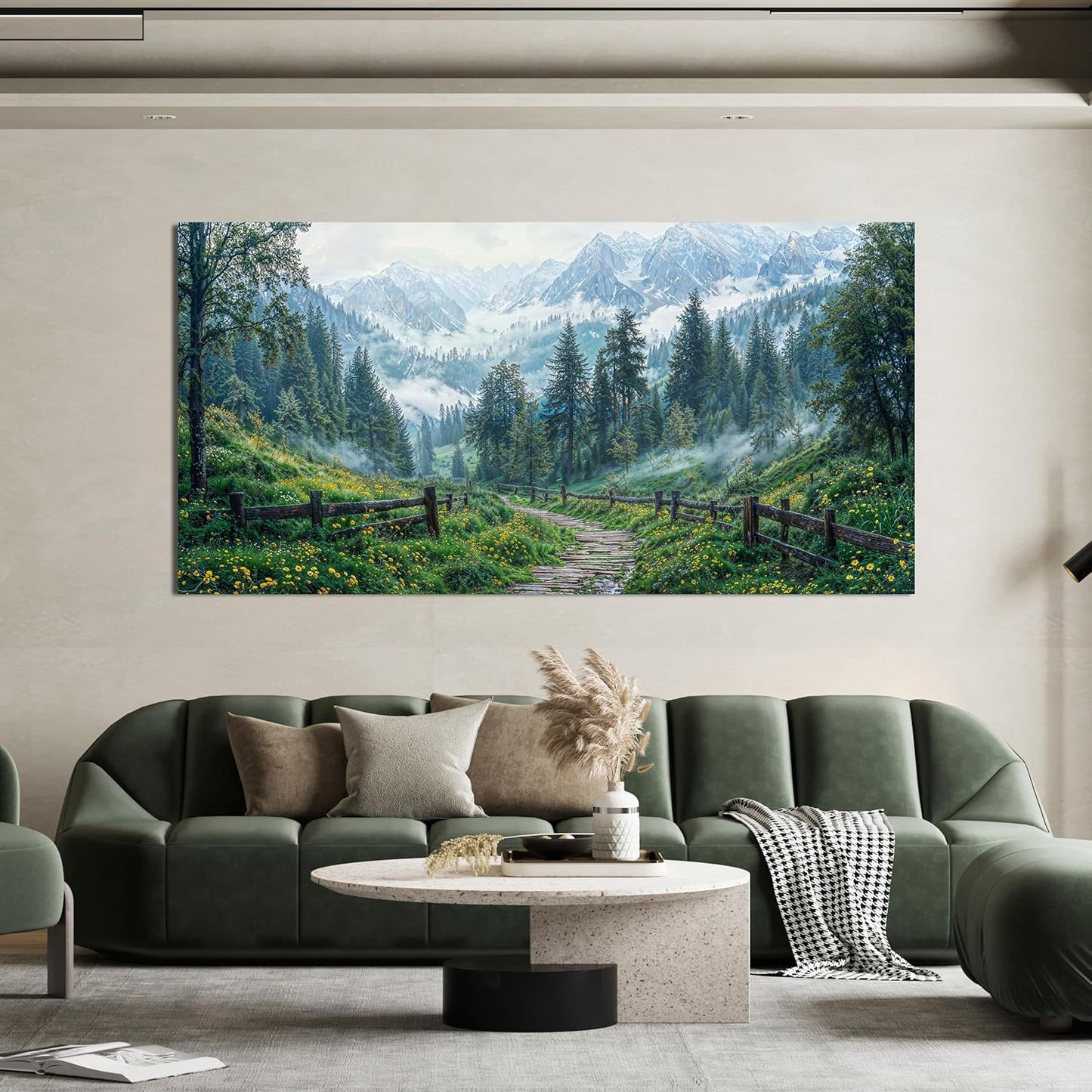 Canvas Wall Art Decor Canvas Art Wall Decor Modern Large Landscape Wall Art Wall Art Pictures for Living Room Large Artwork for Walls Green Forest Wall Art Prints Bedroom Office Decor 29" X 58"