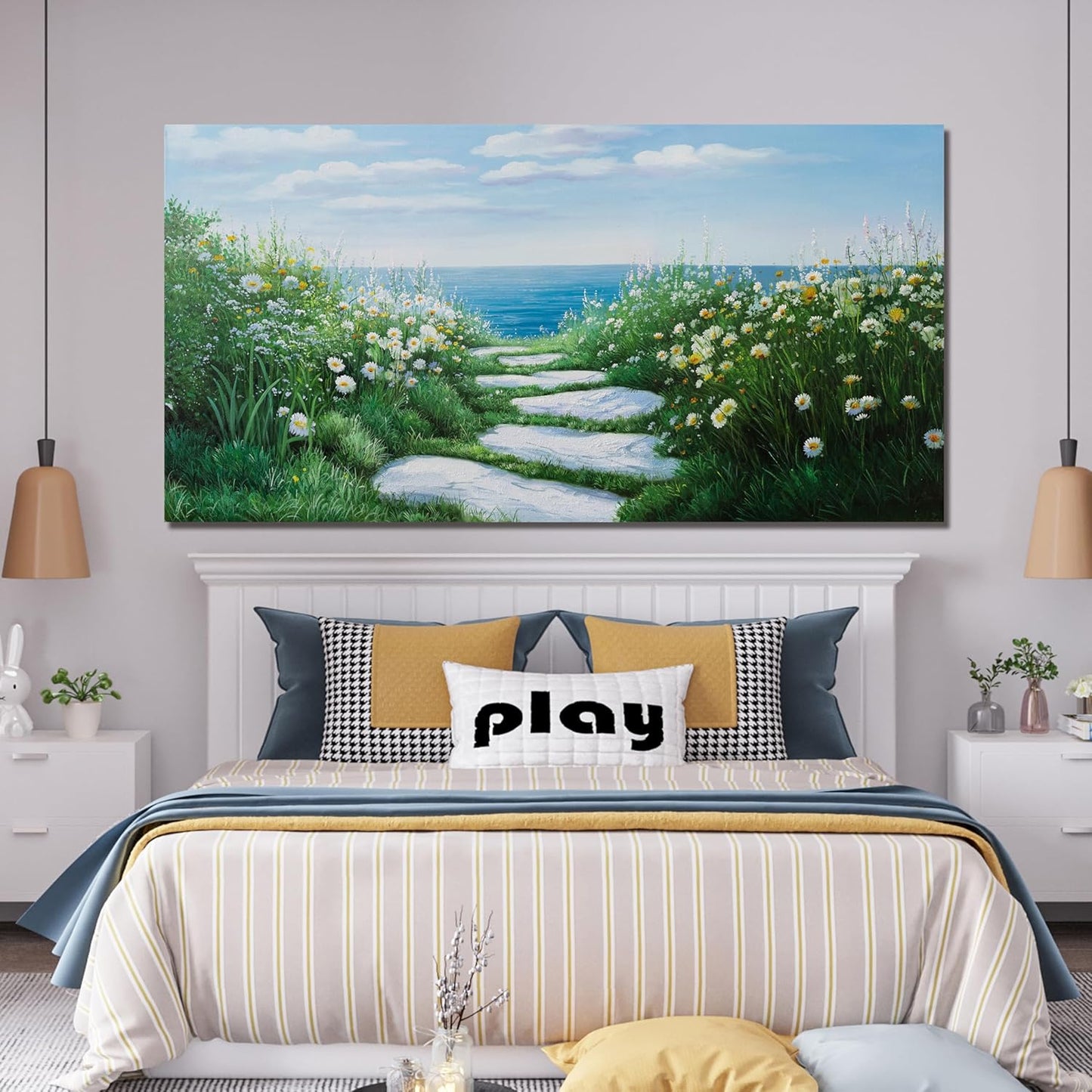 Canvas Wall Art Decor Large Wall Art Pictures for Living Room Canvas Art Wall Decor Nature Landscape Wall Art Decor Modern Coastal Wall Art Prints Artwork for Walls Bedroom Office Wall Decor 29"X58"