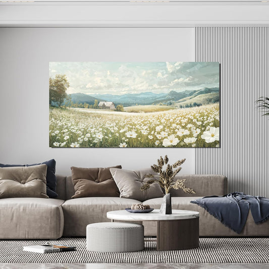 Large Canvas Wall Art Decor Wall Art Pictures for Living Room Canvas Art Wall Decor Green White Nature Wall Art Prints Artwork for Walls Vintage Landscape Wall Art Decor Home Office Decor 24" X 48"