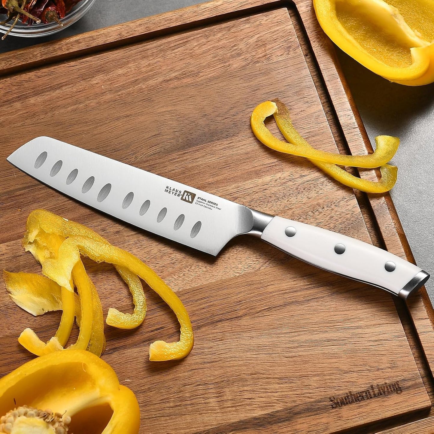 Klaus Meyer Stahl High Carbon Exclusive German Steel 8 Piece Knife Block Set (White)