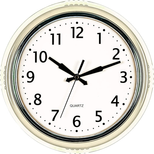 Bernhard Products Retro Wall Clock 9.5 Inch Cream Kitchen 50's Vintage Design Round Silent Non Ticking Quality Quartz Clock for Home/Office/Classroom