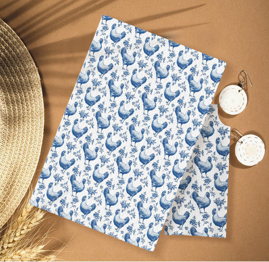 Chinoiserie Chicken Kitchen Towels, Chicken Lover Mom Lady Gifts Decorative Dish Tea Towels for Kitchen, Rustic Farm Animal Hens Hand Towels for Bathroom, 16x24 Inches