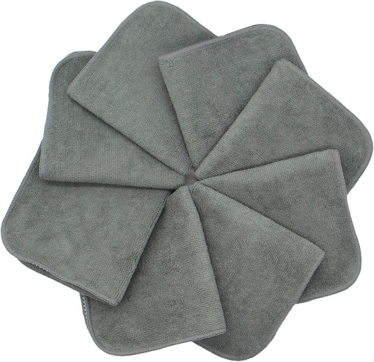 Microfiber Dish Cloths Fast Drying Kitchen Cleaning Cloth Dish Rags Dust Cloths Ultra Absorbent Lint Free Washcloths with Poly Scrub Side 12inch x 12inch 8 Pack (Gray)