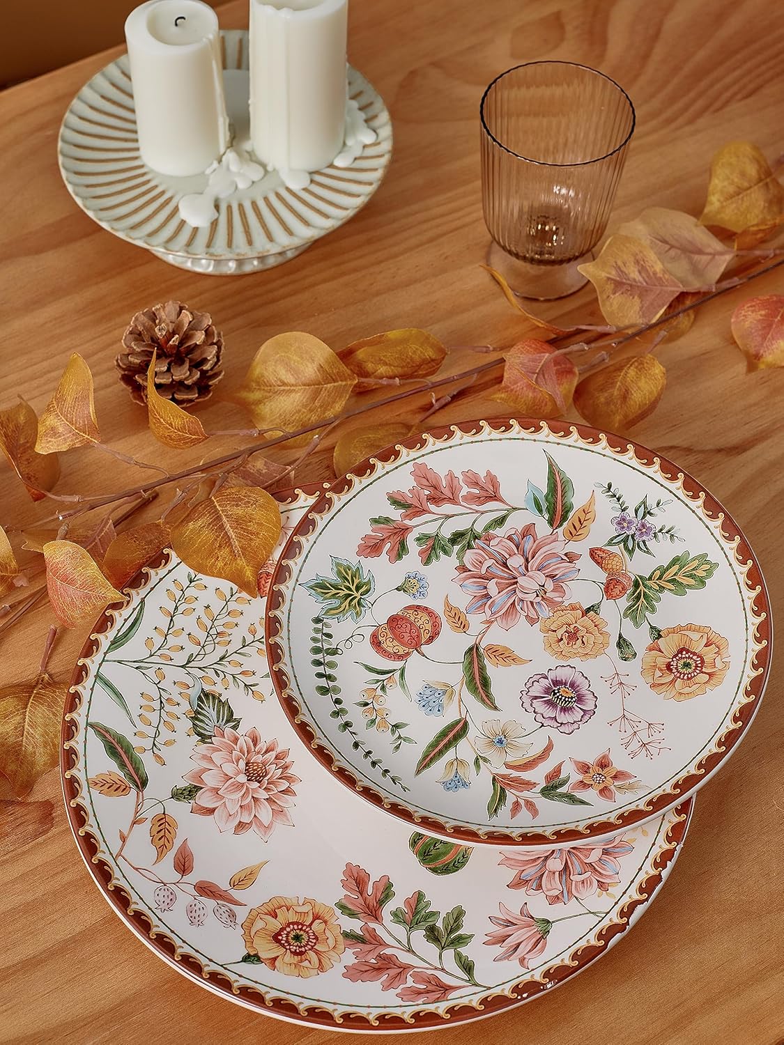 Bico Blooming Moment Dinner Plates Set of 4, 11 Inch Large Ceramic Plates for Pasta, Steak, Stylish Serving Dishes, Microwave and Dishwasher Safe, Gift for Housewarming and Thanksgiving