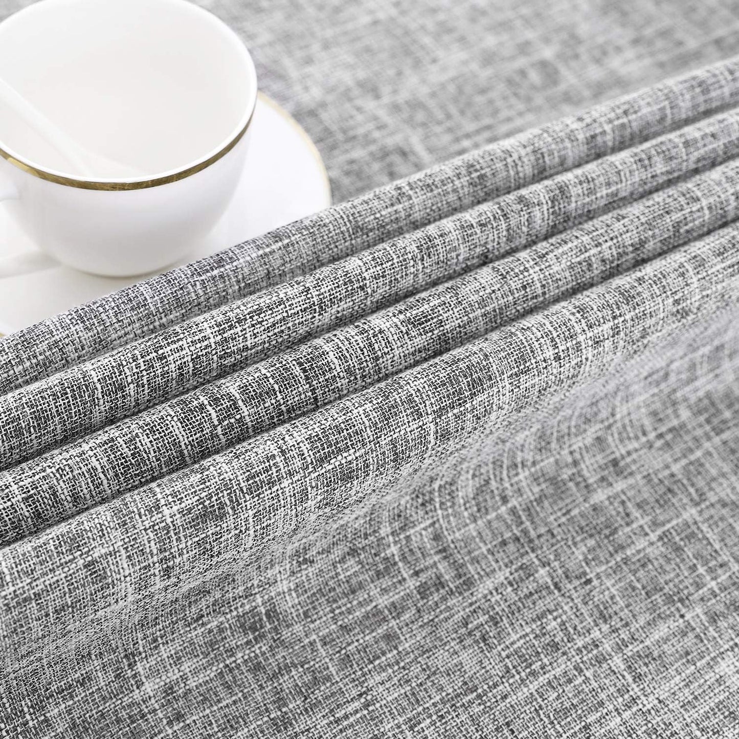 maxmill Flaxy Faux Linen Tablecloth with 2-Tone Slubby Texture Wrinkle Resistant Anti-Shrink Soft Table Cloth for Kitchen Dining Restaurant Tabletop for Event Dinner Round 70 Inch Light Gray