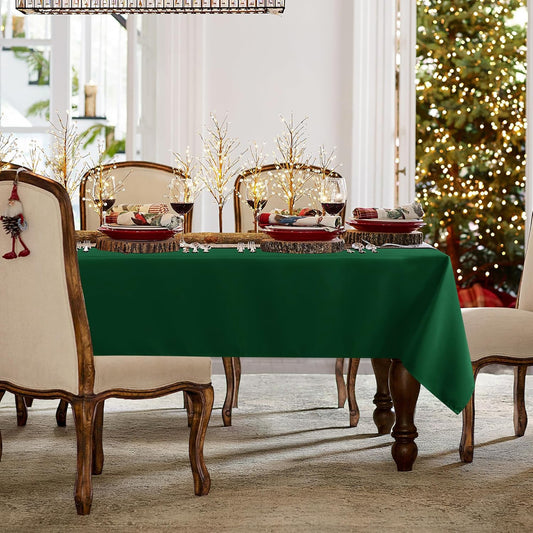 sancua Rectangle Tablecloth - 70 x 90 Inch - Stain and Wrinkle Resistant Washable Polyester Table Cloth, Decorative Fabric Table Cover for Dining Tables, Buffet Parties and Christmas, Hunter Green