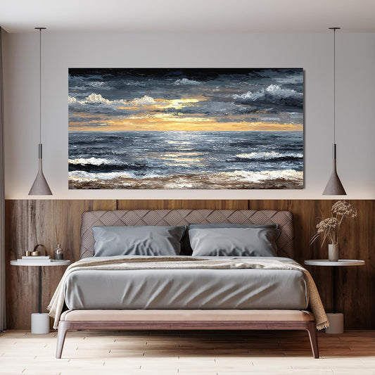 Canvas Oversized Wall Art Decor Modern Wall Art Pictures for Living Room Abstract Coastal Wall Art Prints Large Landscape Wall Art Decorations Abstract Canvas Art Wall Decor Home Office Decor 29"X58"