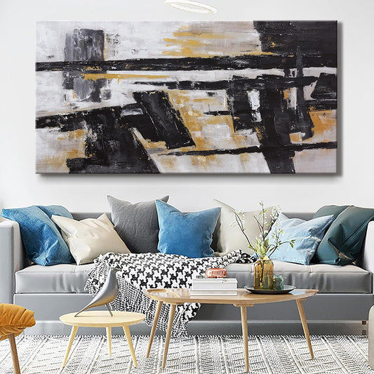 Abstract Wall Art Wall Decor Bedroom Pictures Artwork Canvas Wall Art Black And Gold Artwork Large Size Modern Painting Wall Decoration Pictures For Living Room Home Kitchen Office 30 x 60 Inch
