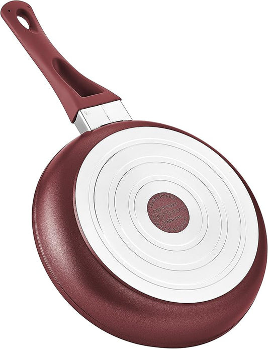 SAFLON Titanium Nonstick 2 Piece Fry Pan Set 4mm Forged Aluminum with PFOA Free Scratch-Resistant Coating from England, Dishwasher Safe (Red)