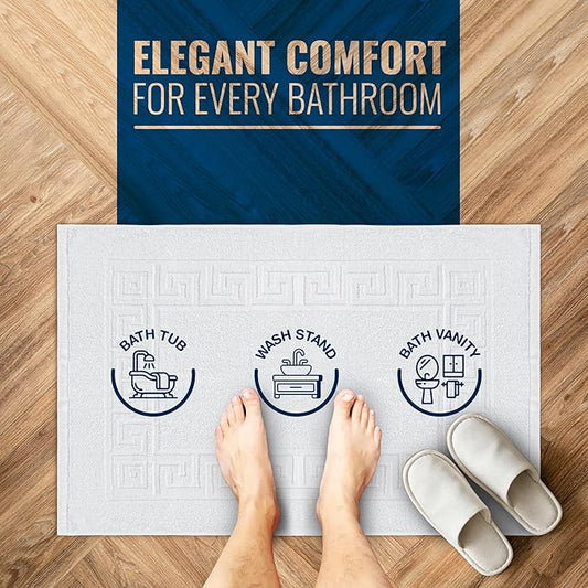 Bulk Hotel Bath Mats – 48 Pack (20x30) Economy White Poly Cotton Bath Mat – 4 Dozen Lightweight, Quick-Dry, Anti-Slip, Machine-Washable Mats for Hotels, Gyms, Spas & Commercial Use