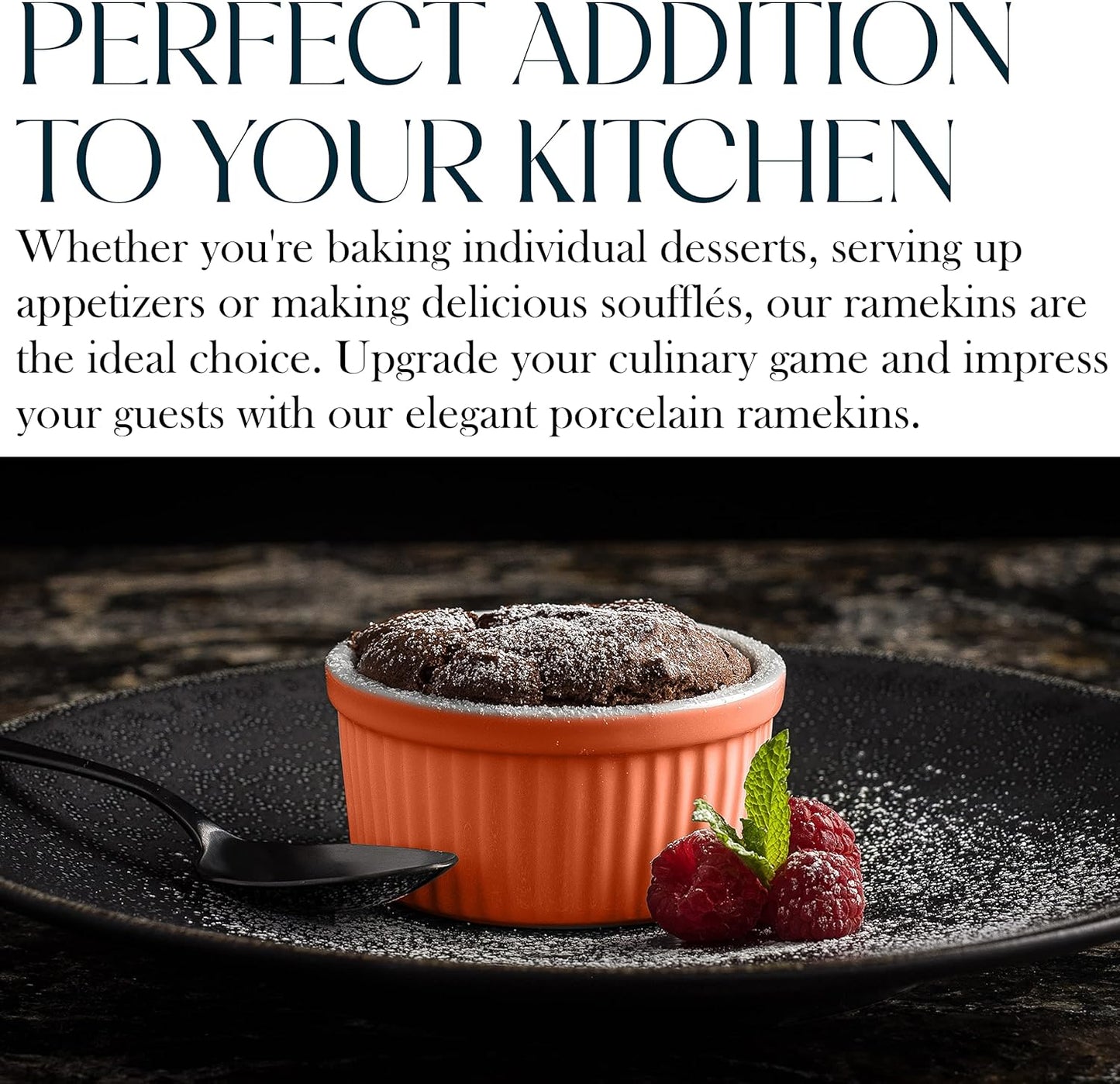 Bellemain 4 oz Porcelain Mini Bowls | Ramekins, Custard Cups, Mini Cheesecake Pans, Small Baking Dish, Dipping Sauce Bowls, Small Casserole Dishes, Ramekins Oven Safe to 500F, Set of 6 (Multi)