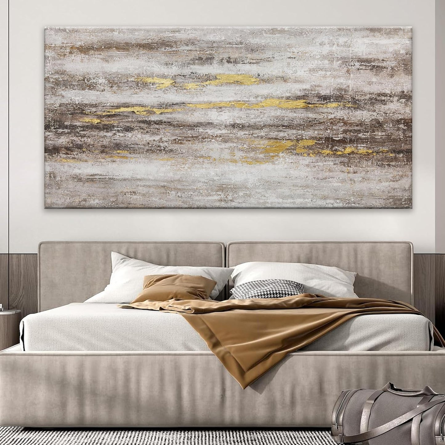 YISXINOAG Large Abstract Wall Art For Living Room Brown And White Wall Art Eclectic Decor Artwork Canvas Art Wall Decor For Dinning Room Bedroom Hotel Office Kitchen Ready To Hang 29x58 In