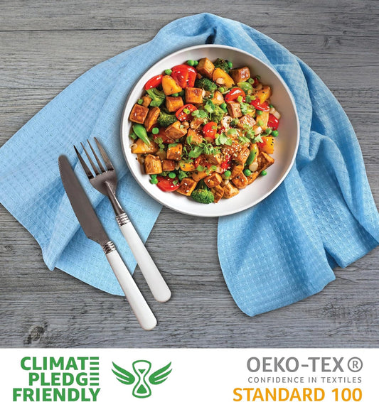 Urban Villa Kitchen Towels Waffle Dish Towels for Kitchen Sky Blue Color Set of 6 Over Sized 18x28 Inches Kitchen Towels Highly Absorbent 100% Cotton Kitchen Hand Tea Towels Dish Cloths