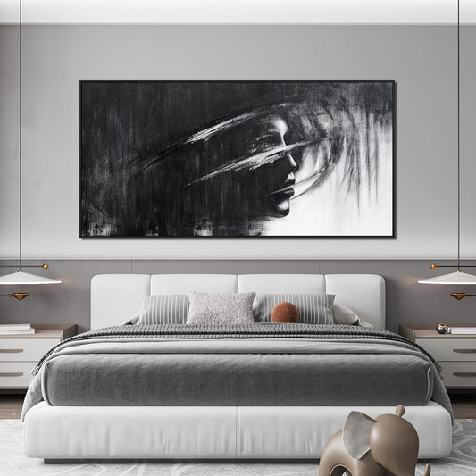 Abstract Wall Art Decor Large Wall Art Pictures for Living Room Black and White Abstract Wall Art Decor Large Framed Artwork for Walls Modern Canvas Wall Art Prints Bedroom Office Wall Decor 29" X 59"