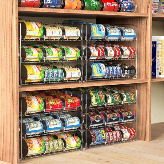 Simple Houseware Stackable Can Organizer Rack for Pantry/Cabinet – 11.5" D x 17" W x 13.75" H, Holds 36 Cans, 3-Tier Can Food Storage Dispenser, Chrome