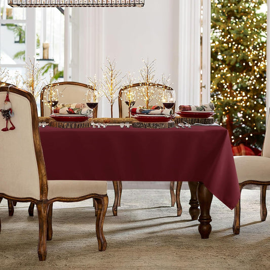 sancua Rectangle Tablecloth - 54 x 108 Inch - Stain and Wrinkle Resistant Washable Polyester Table Cloth, Decorative Fabric Table Cover for Dining Tables, Buffet Parties and Camping, Burgundy