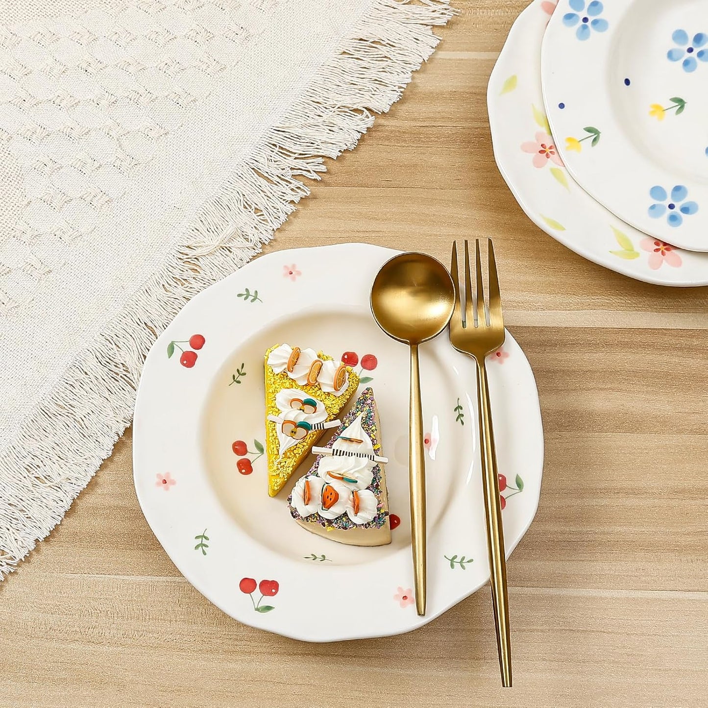 Koythin Ceramic Straw Hat Ramen Bowl Set, Pasta Bowls, Salad Serving Bowl for Noodle, Dinner, Salad, Microwave Dishwasher Safe (Pink Lucky Flower)