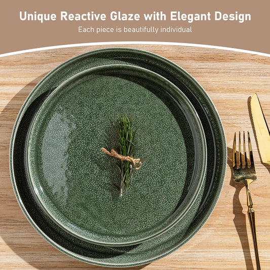 GBHOME Stoneware Dinnerware Sets for 6,Round Reactive Glaze Ceramic Plates and Bowls Set,Highly Scratch Resistant| Dishwasher & Microwave Safe Dishes Set,Service for 6(18Pcs)