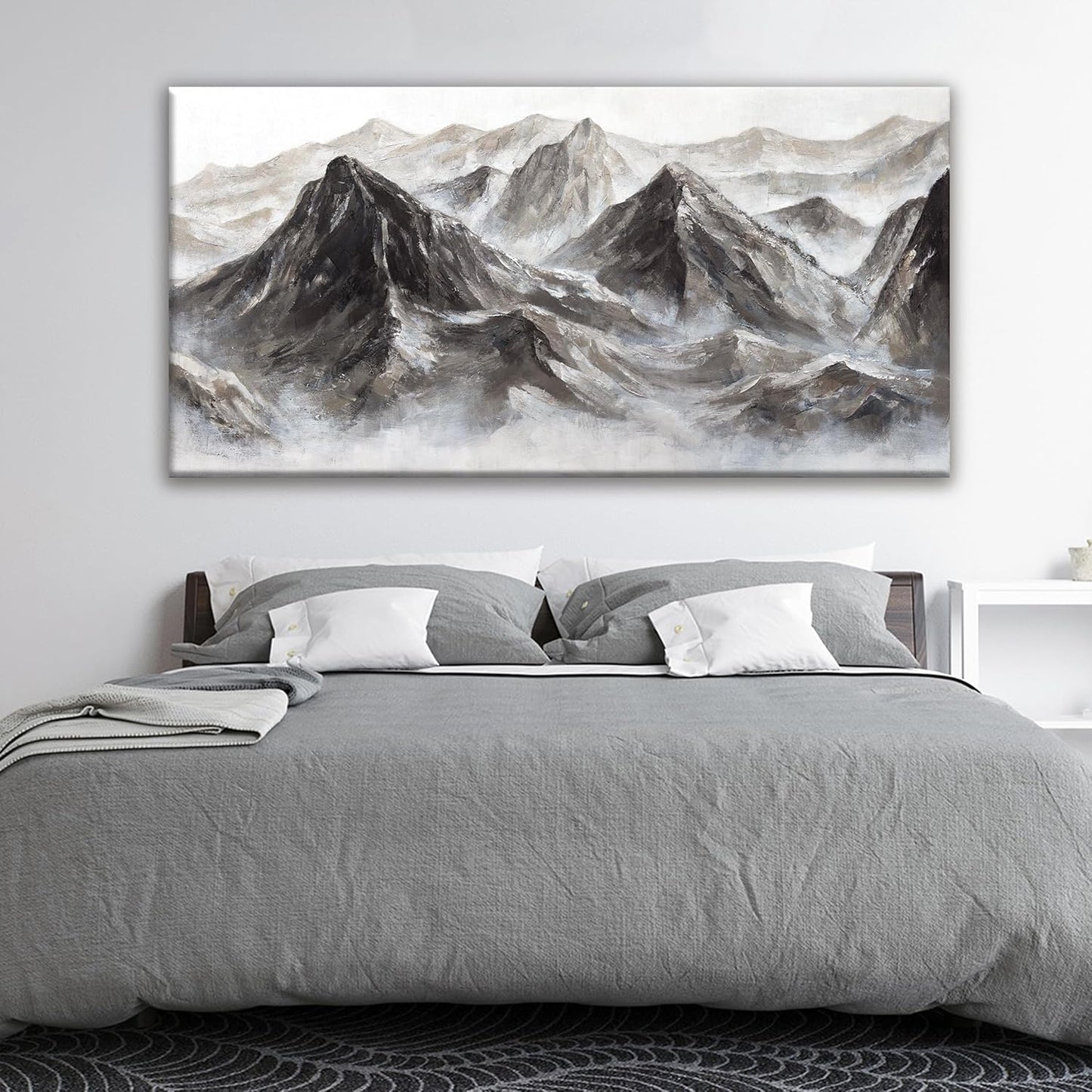 QSQ Large Abstract Wall Art For Living Room Canvas Art Wall Decor Bedroom Office Decor Abstract Mountain Landscapes Grey White Wall Art Painting Abstract Art Prints Home Wall Art 29 × 58 In
