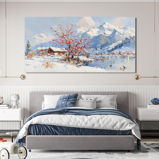 Canvas Oversized Wall Art Prints Wall Art Pictures for Living Room Landscape Farmhouse Large Wall Art Decorations Canvas Art Wall Decor Red Tree Flower Artwork For Walls Bedroom Home Decor 29" X 58"