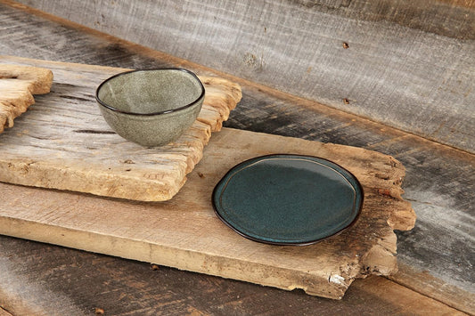 D&V 6 Piece Stōn Porcelain Dinnerware Bowl Set, 5.5" x 2.5", Mist