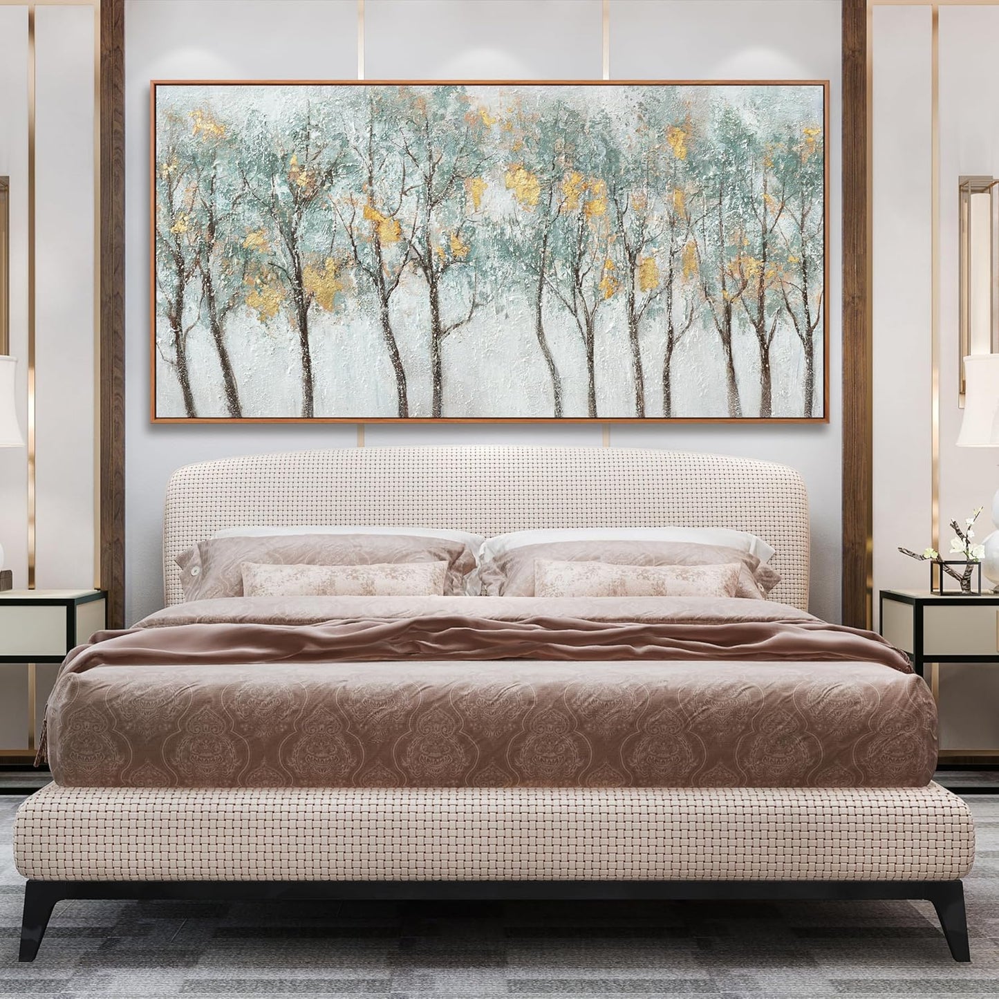 Wall Decor Green Canvas Wall Art Embellishments Plant Forest Abstract Tree Modern Artwork For Living Room Modern Canvas Prints Pictures Wall Artwork For Bedroom Home Hotel Office Decoration 30x60 Inch