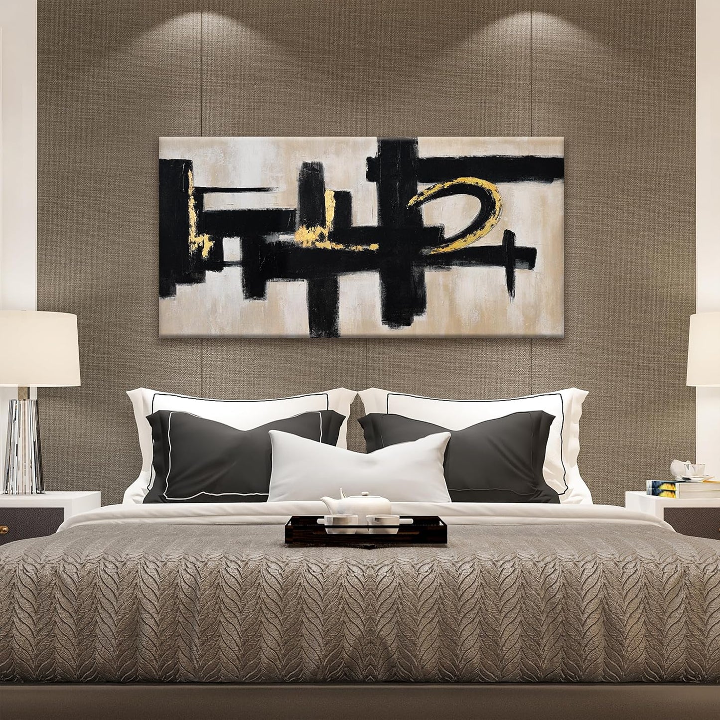 QSQ Black Abstract Wall Art Minimalist Canvas Art Wall Decor Paintings Artwork For Walls Modern Abstract Art Prints Picture For Bedroom Hallway Office Home Wall Decor 20 x 40 In