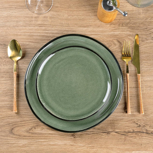 AmorArc Ceramic Dinnerware Sets,Handmade Reactive Glaze Stoneware Plates and Bowls Set,Highly Chip and Crack Resistant | Dishwasher & Microwave Safe Dishes Set,Service for 4 (12pc)