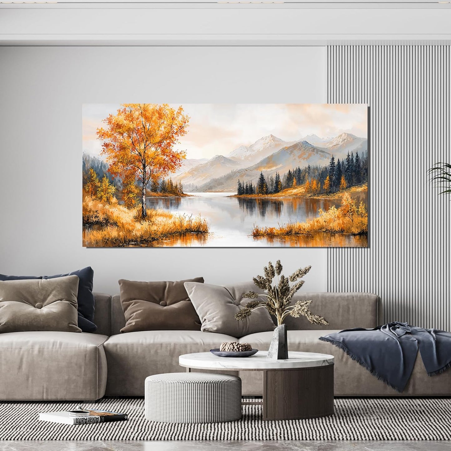 Large Wall Art Decor Art Work for Wall Decor Yellow Botanical Wall Art Prints Vintage Landscape Wall Art Decorations Lakeside Art Work for Walls Home Bedroom Ofiice Decor Aesthetic 24" X 48"