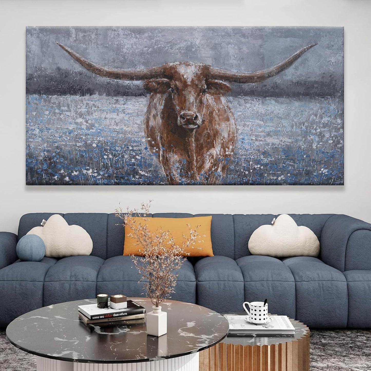 Canvas Wall Art Decor Large Canvas Wall Art For Living Room Highland Cow Wall Art Decor Artwork Oversized Wall Art Prints Wall Decorations for Bedroom Office Kitchen Home Wall Decor 30" x 60"