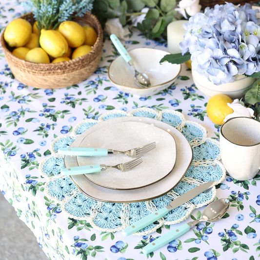 ANNOVA Silverware Set, Retro/Rivet Colorful Stainless Steel Tableware Kitchen Flatware Set Utensils, Includes Dinner Knives, Forks, Spoons, Salad Forks & Dessert Spoons (Turquoise, 20 Pieces)