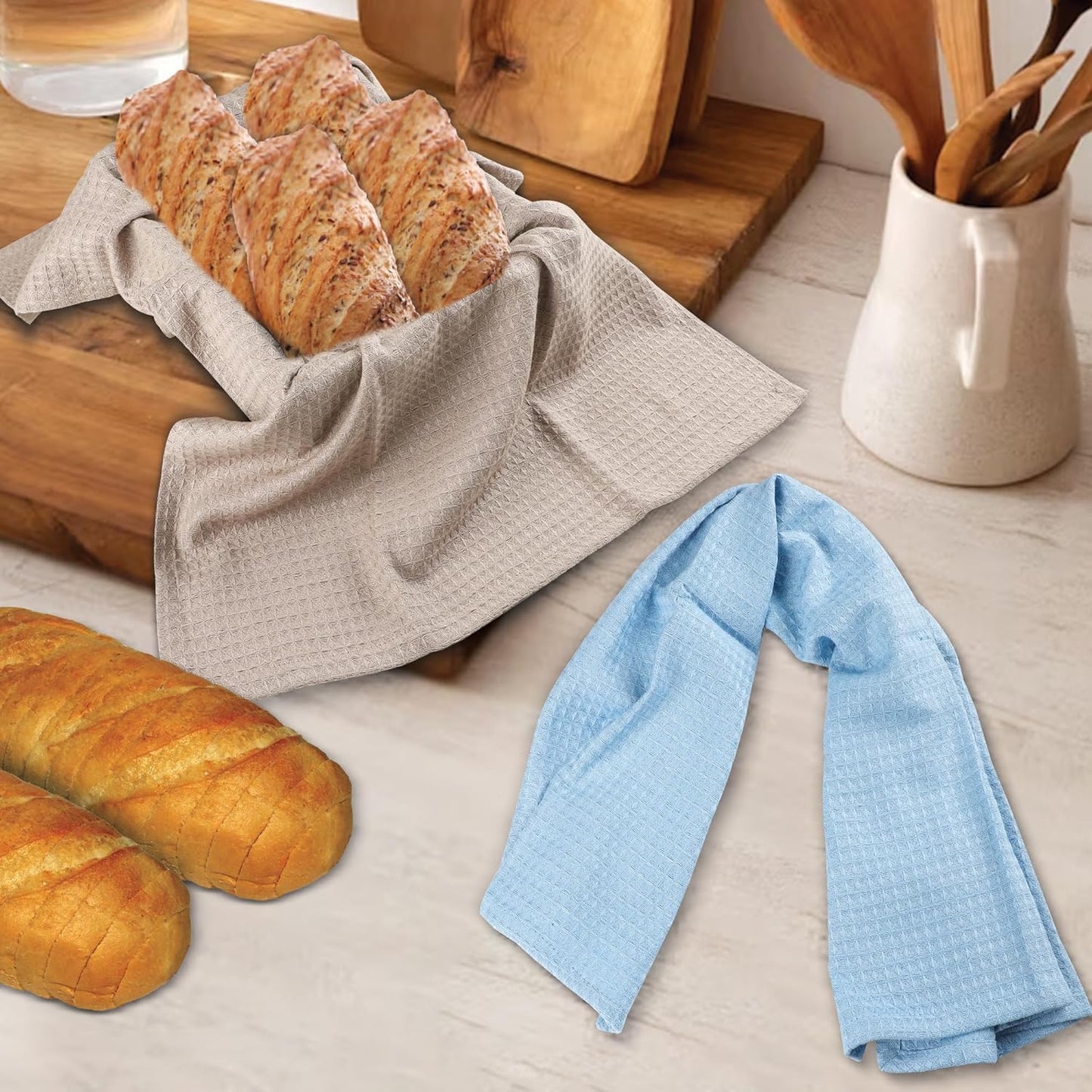 Urban Villa Kitchen Towels Waffle Dish Cloths Multi Color Set of 6 Over Sized 18x28 Inches Highly Absorbent 100% Cotton Kitchen Hand Tea Towels Dish Cloths