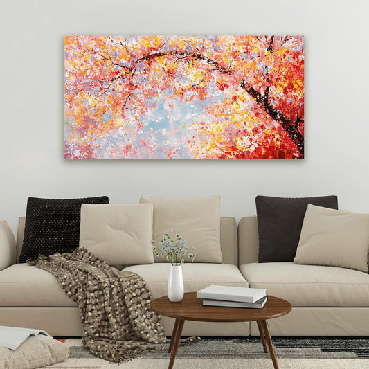 Canvas Wall Art Decor Canvas Modern Art Wall Decor Colorful Wall Art Decor Tree of Life Wall Art for Living Room Tree Flower Wall Art Prints Art Work for Room Home Office Wall Decor 20" X 40"