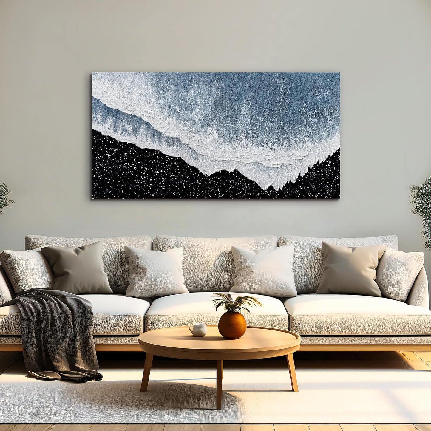 Canvas Wall Art Decor Large Modern Canvas Wall Art For Living Room Blue Beach Wall Art Prints Abstract Art Black and White Wall Art Decor Large Art Work For Bedroom Office Kitchen Wall Decor 29 "x58 "
