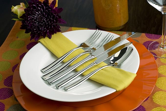 Fortessa Lucca 18/10 Stainless Steel Flatware, 20 Piece Place Setting, Service for 4