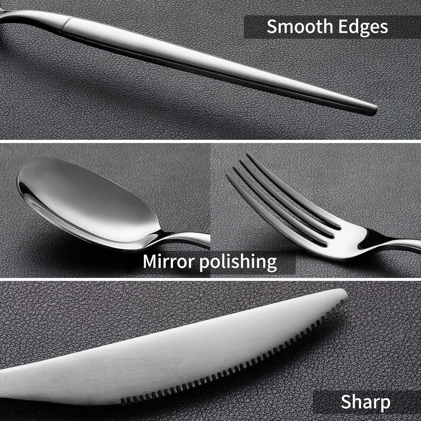 40-piece Black Silverware Set, Unique Design Stainless Steel Flatware Set, Cutlery Set Spoons And Forks Knives Set, Tableware Set Service For 8, Dishwasher Safe