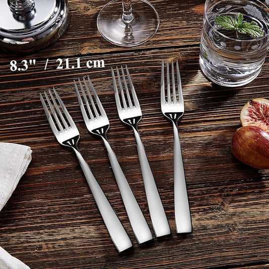 KEAWELL Premium 4-Piece Louis Dinner Fork, 18/10 Stainless Steel, Set of 4, Fine Fork Set with Squared Edge, Dishwasher Safe (8.3 inches)