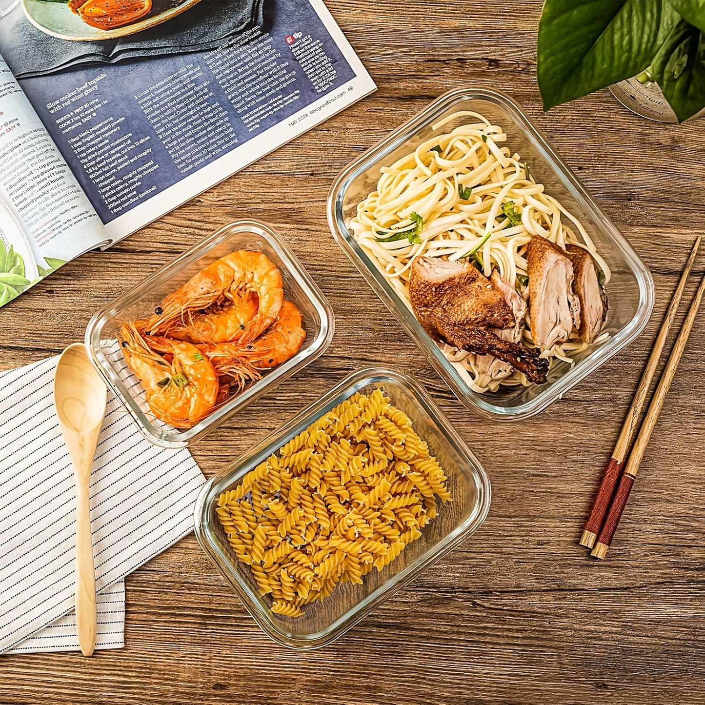 UMEIED 10 Pack Glass Food Storage Containers with Lids, Leakproof Airtight Glass Meal Prep Containers For Lunch, On The Go, Leftover, Dishwasher Safe