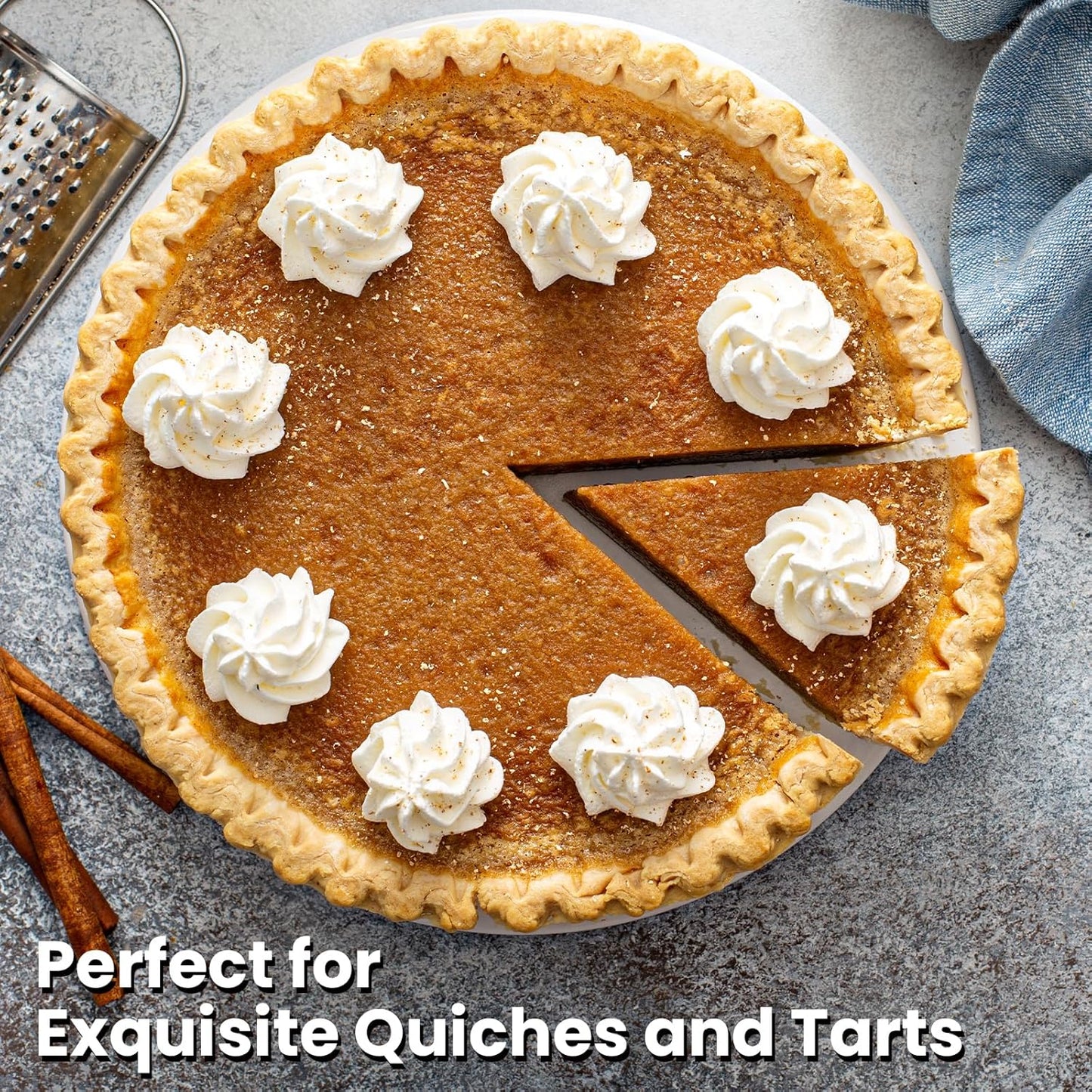 Tart Pan with Removable Bottom,9 Inch Tart and Quiche Pan,Non-stick Round Carbon Steel Deep Fluted Pie Pan with Crust Shaper Ring - Quiche Baking Dish Tart Pans For Baking Party Festival