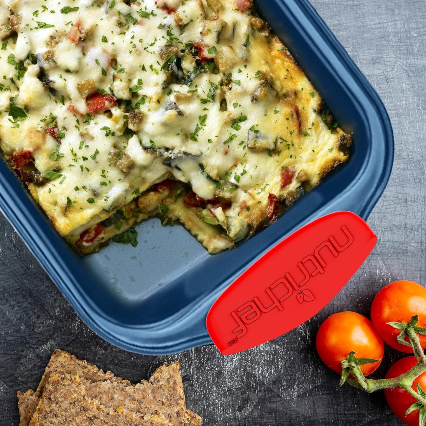 NutriChef 10-Piece Nonstick Bakeware Set - Premium Carbon Steel Baking Pans w/Silicone Handles - Includes Pizza Tray with Holes, 12 & 24 Cup Muffin Pans, Cookie Sheets, Round, Square & Loaf Pan - Blue