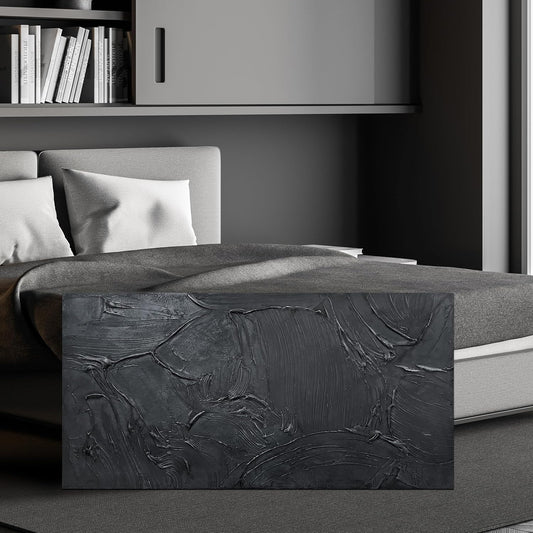 Abstract Hand Painted Wall Art for Living Room - Minimalist Art Wall Decor for Office - Black Painting Wall Art for Bedroom Size 20" x 40"